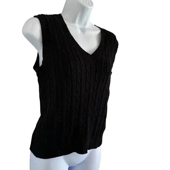 Love Tree sweater vest women's size Large cable knit black - Picture 3 of 11